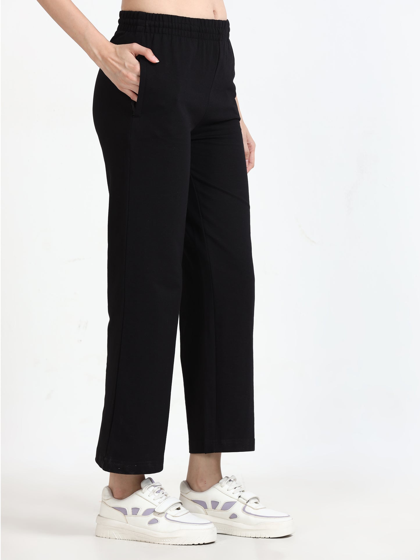 Women High Waist Black Flared Pant