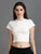 Women Crew Neck Crop Tee - White