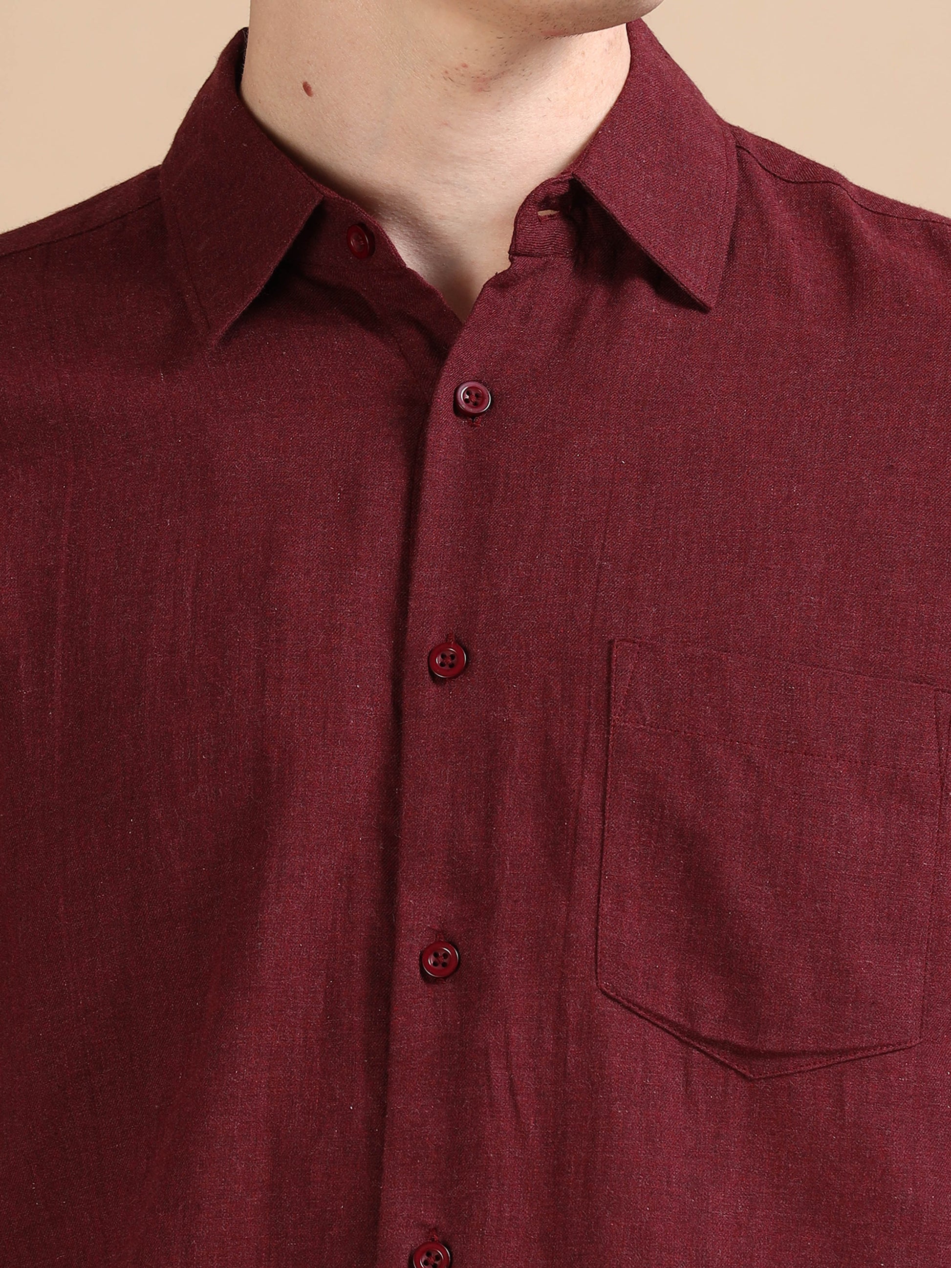  Classic Grey Maroon Solid Colour Shirt For Men