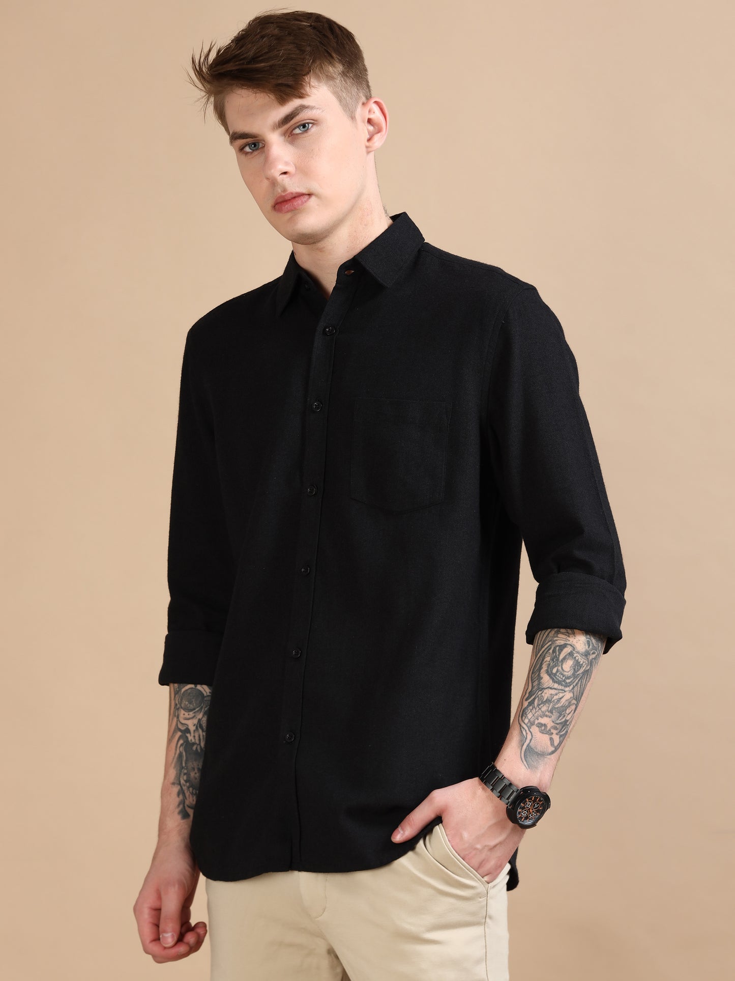 Classic Grey Black Shirt For Men