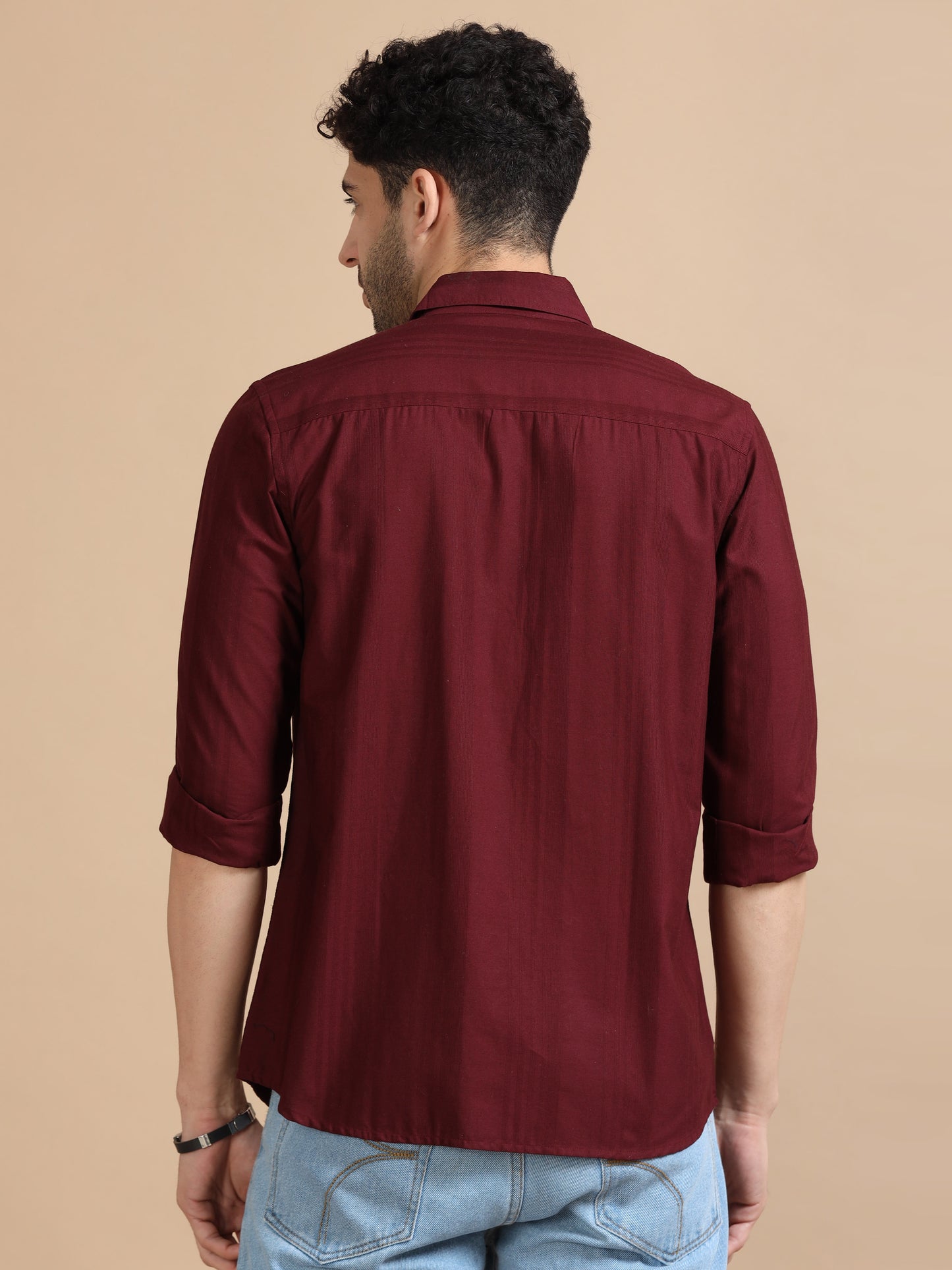 Classic Solid Mens Maroon Shirt 