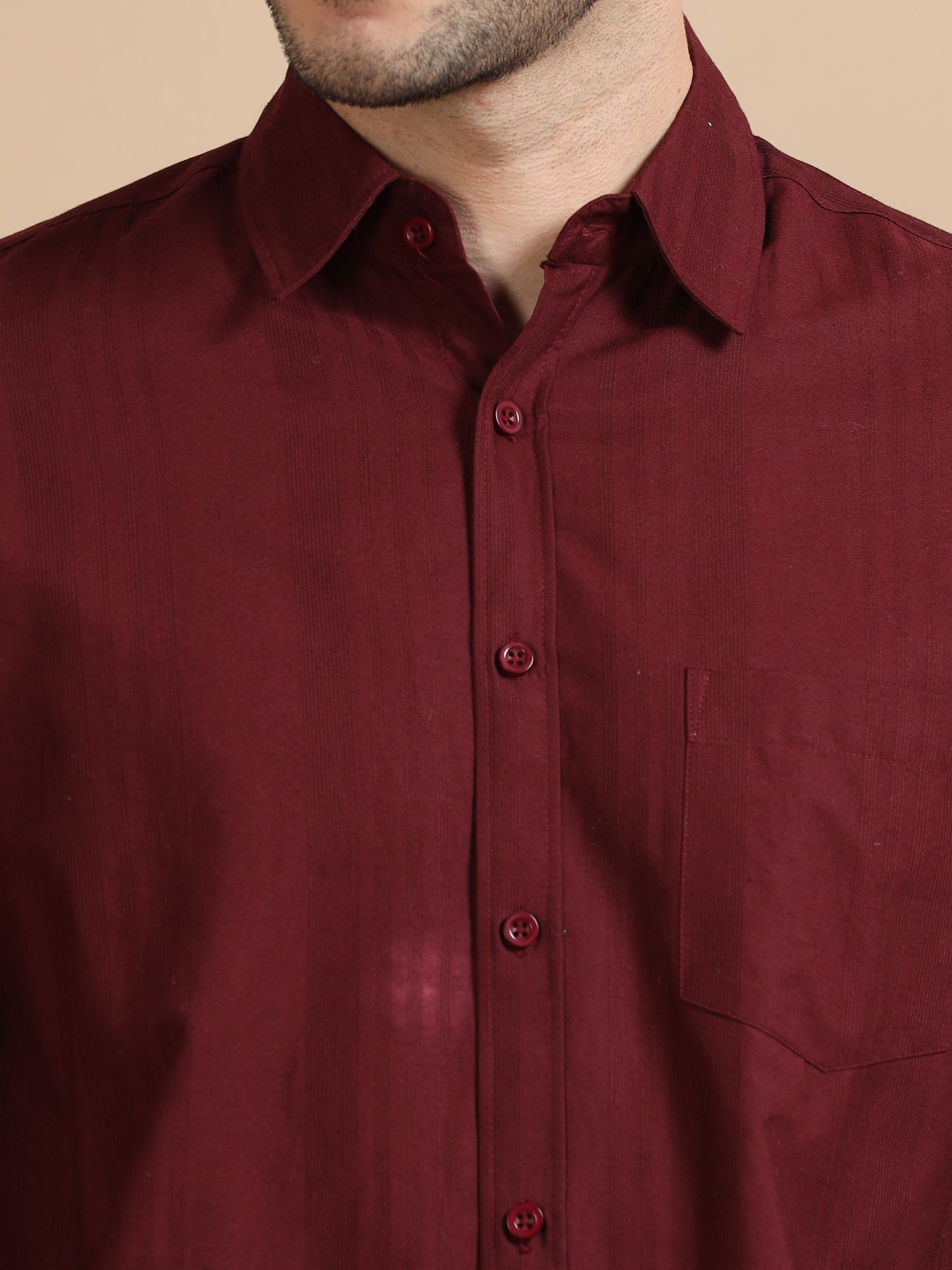 Classic Solid Mens Maroon Shirt 