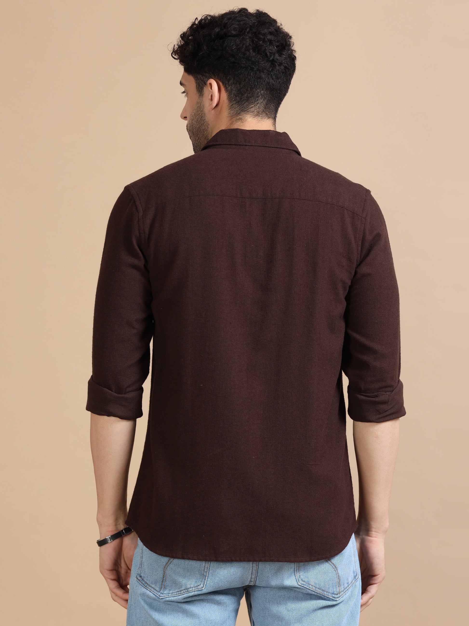  Classic Solid Brown Shirt For Men