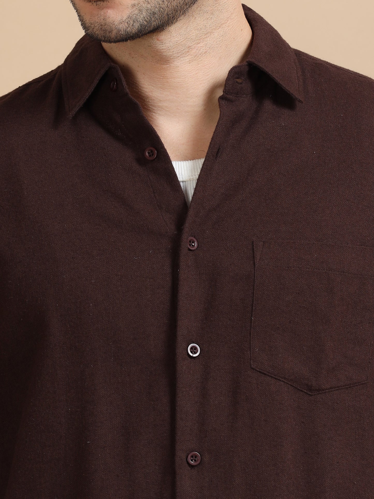  Classic Solid Brown Shirt For Men