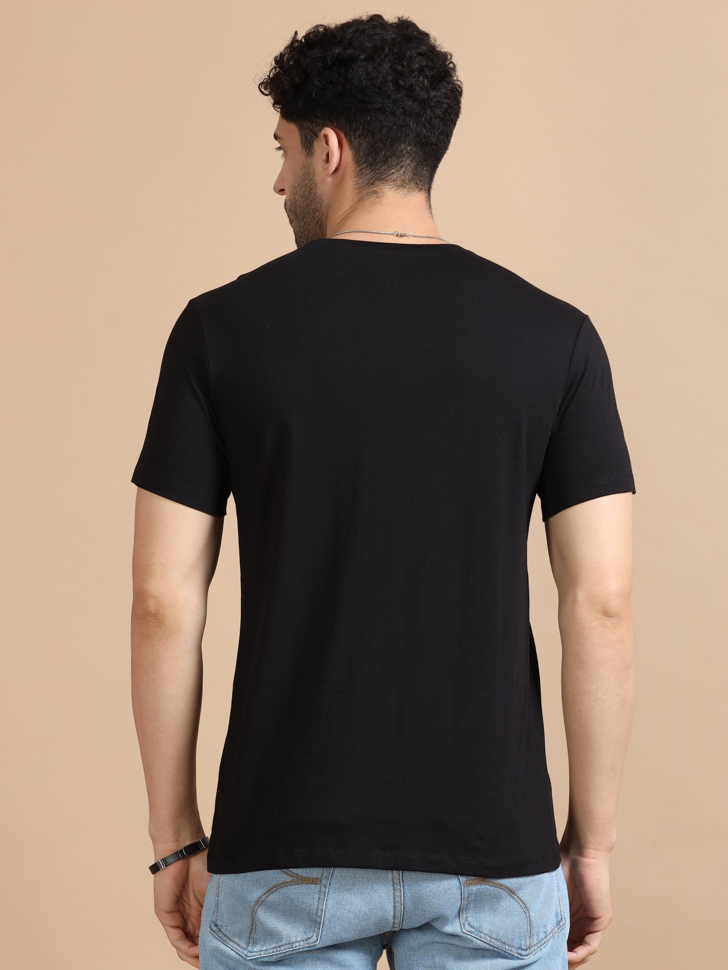 Crew Neck Black T-Shirt for Men 