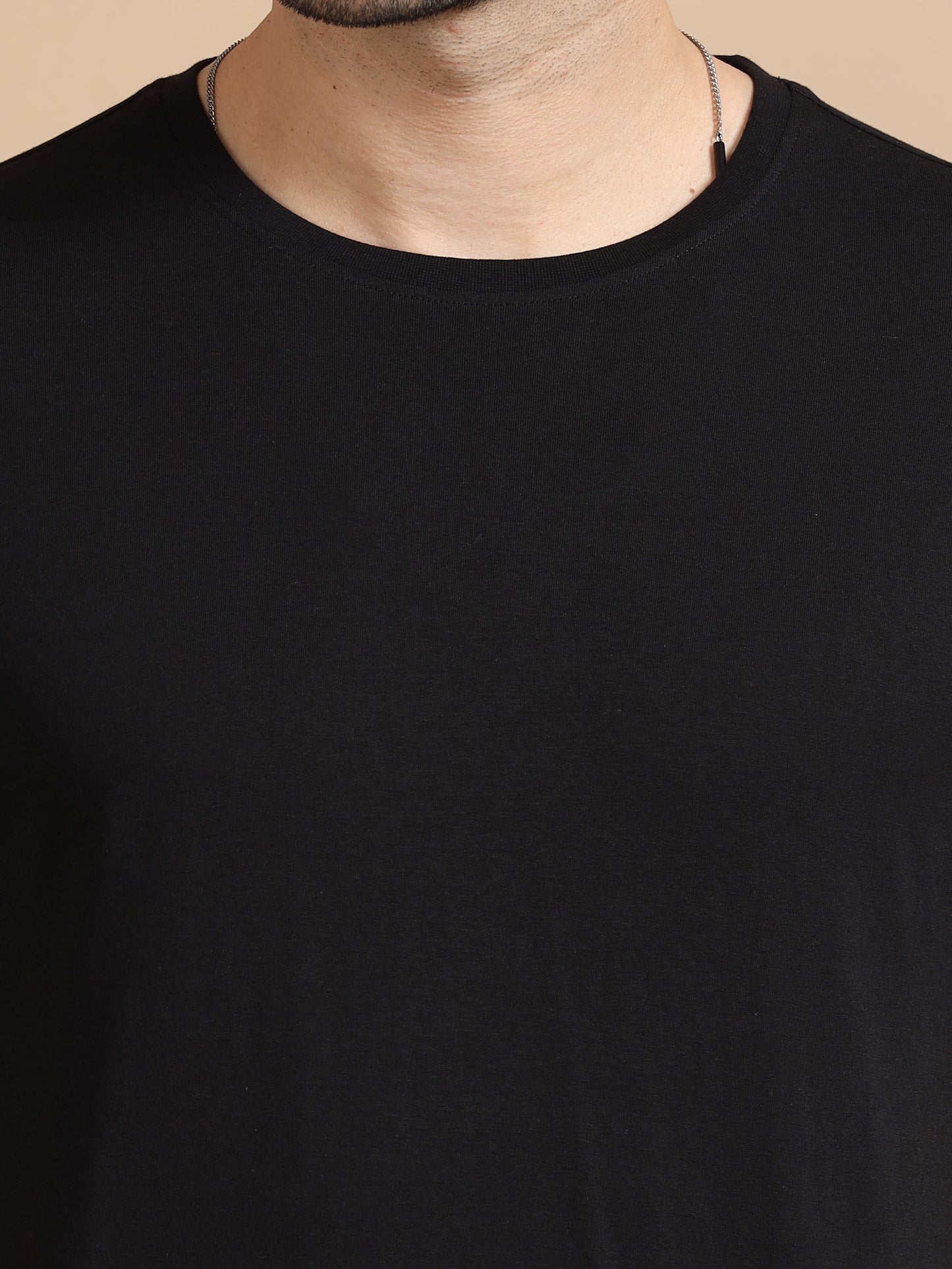 Crew Neck Black T-Shirt for Men 