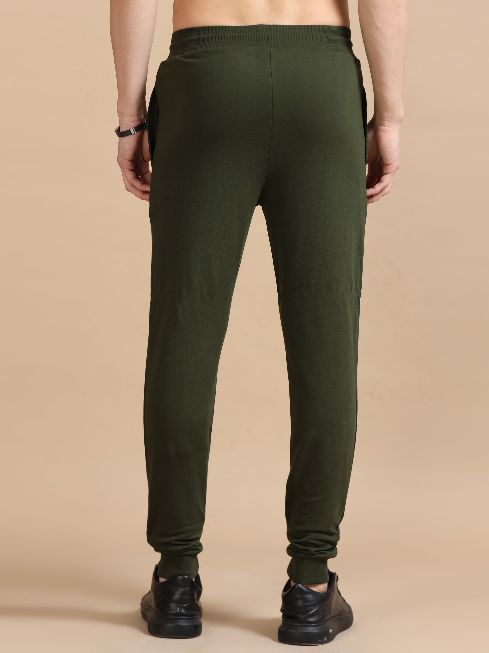  Men Olive Cotton Joggers Pant