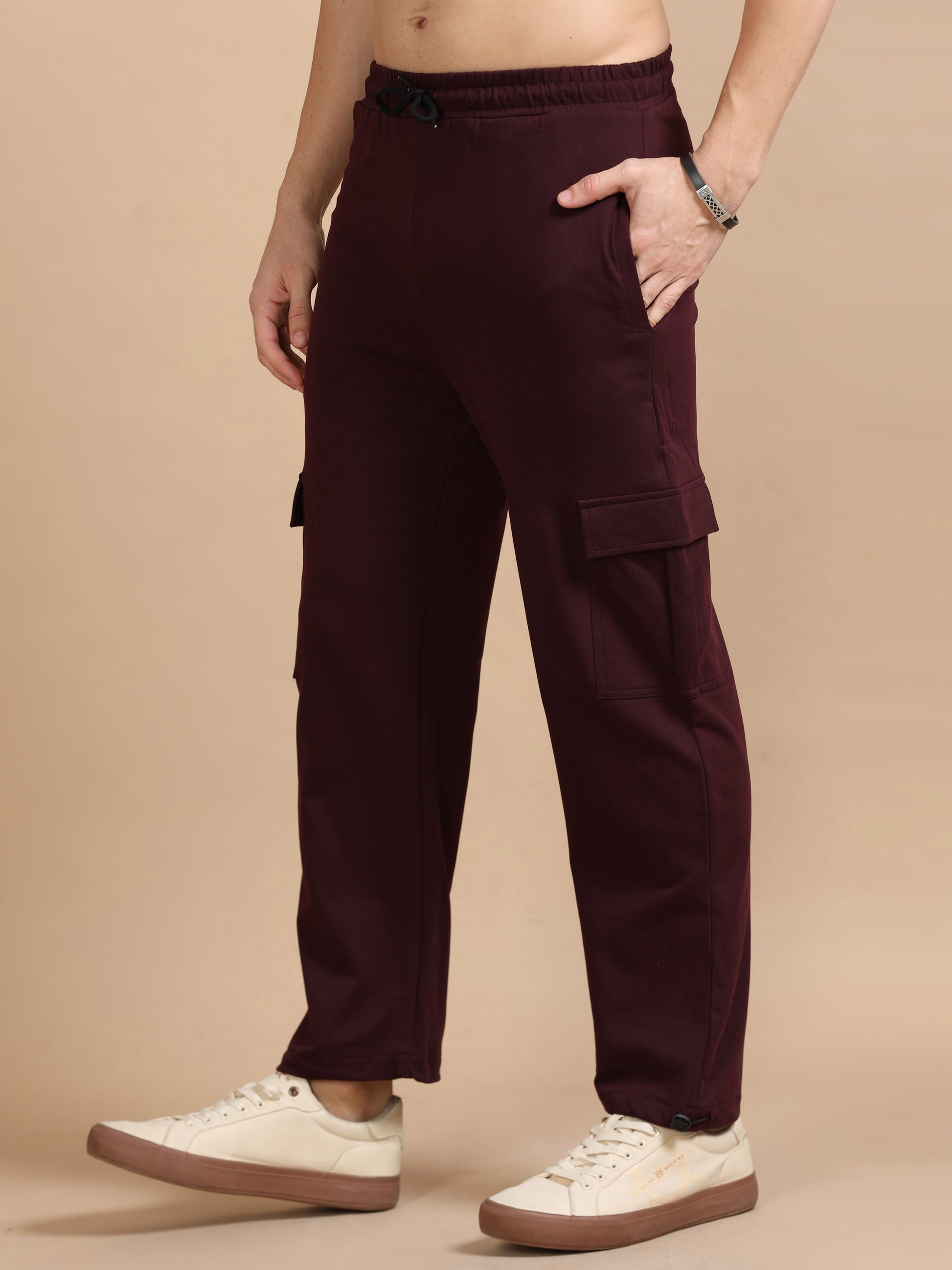 Maroon Men Cargo Pant