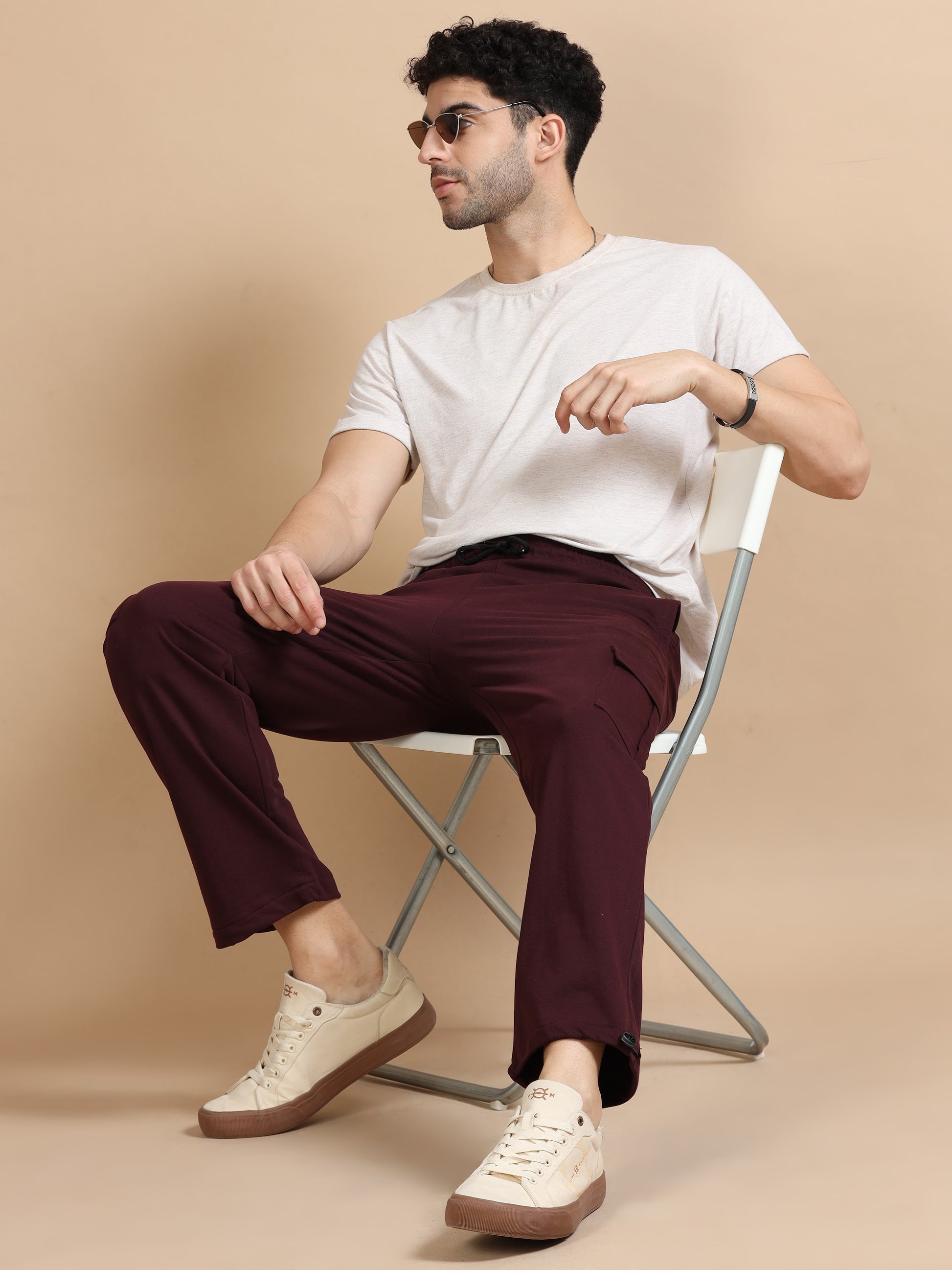 Maroon Men Cargo Pant